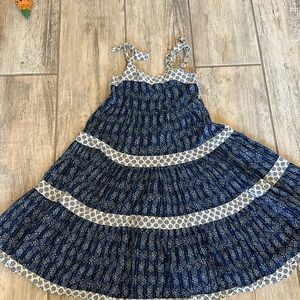 Zara Gorgeous Navy and White Patchwork Dress Girls Size 7